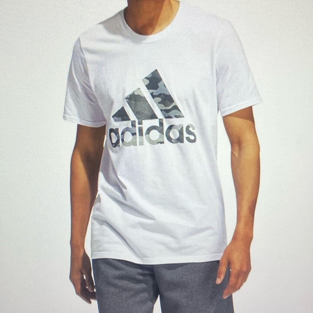 adidas Badge of Sport Texture Camo TEE Mens White T-Shirt Size Large
